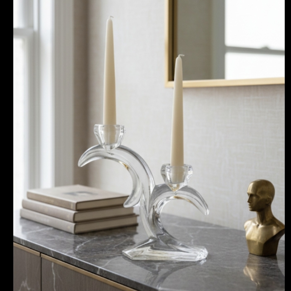 Vintage Duiske Irish Crystal Double Light Candle Holder